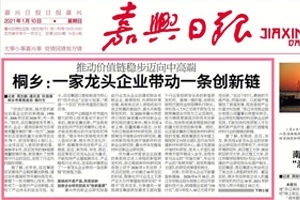 嘉興日?qǐng)?bào)頭版頭條點(diǎn)贊！桐鄉(xiāng)：一家龍頭企業(yè)帶動(dòng)一條創(chuàng)新鏈
